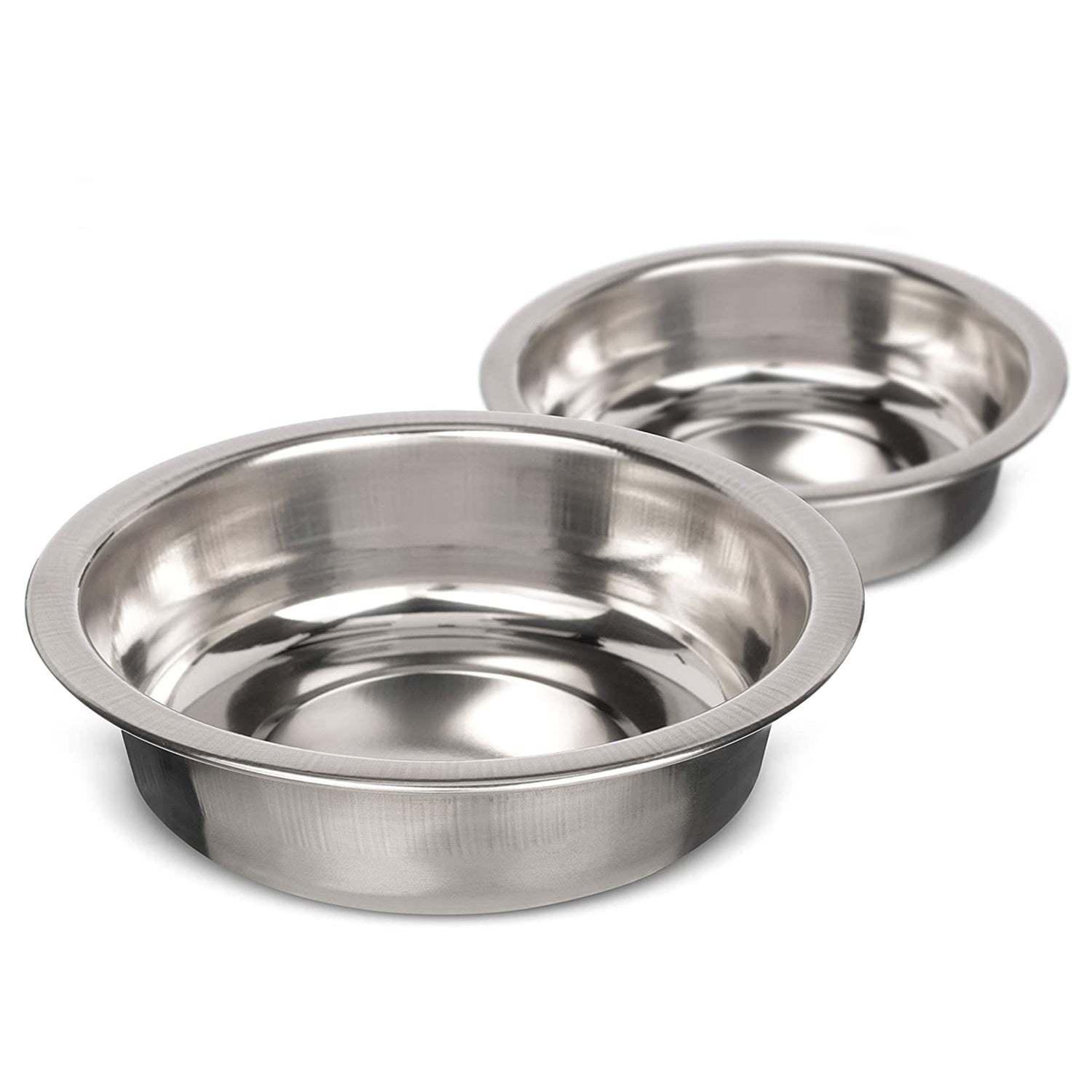 1.5 Cup Shallow Stainless Steel Replacement Bowls for Neater Feeder top view on a white background.