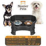 Midnight Black SMALL DELUXE LE Neater Feeder with Stainless Steel Slow Feed Bowl information chart 