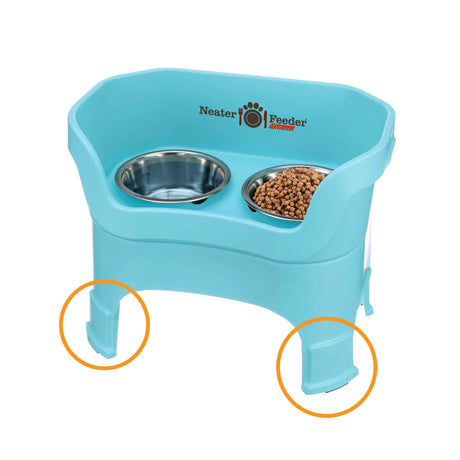 Image showing leg extensions circled on the Neater Feeder
