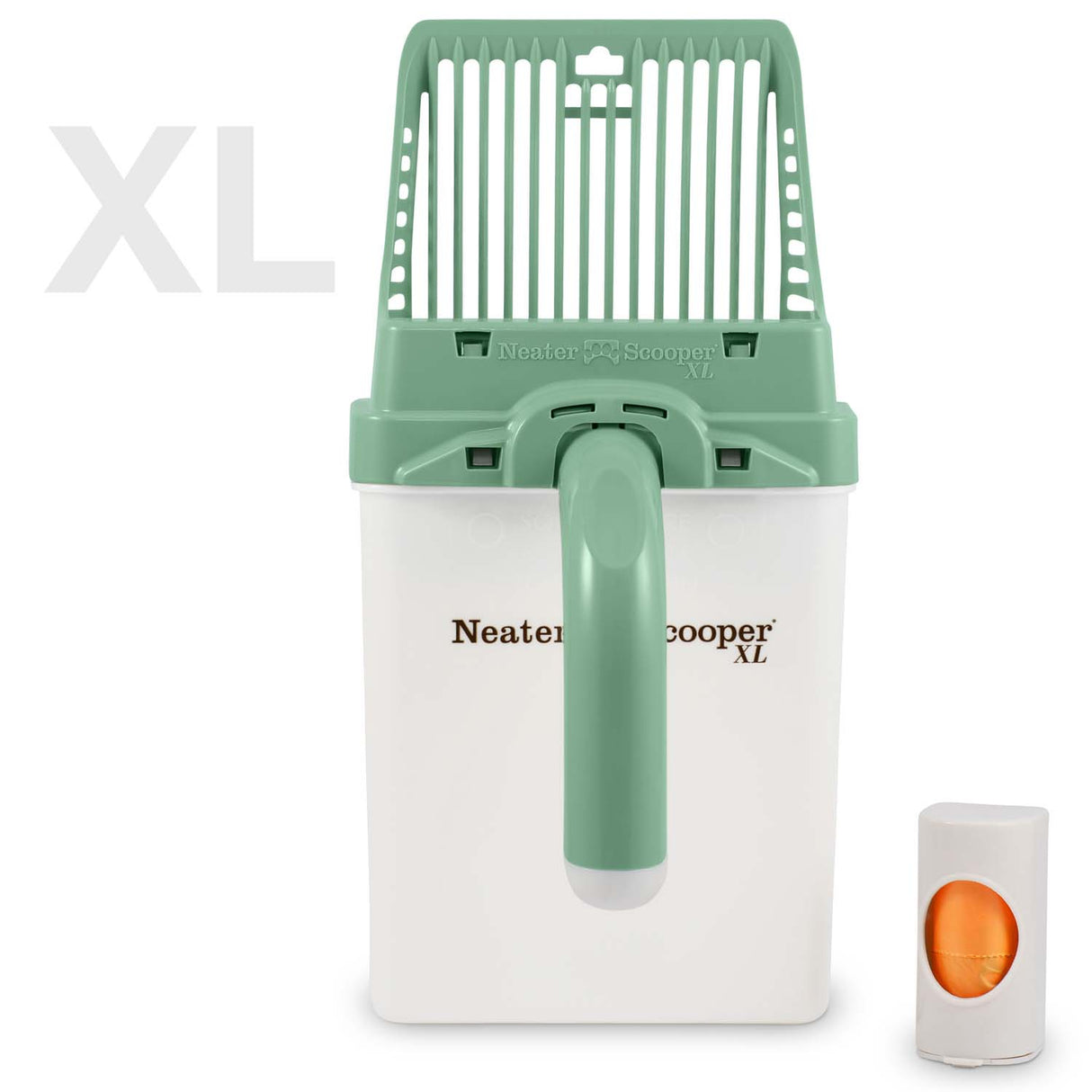 Neater Scooper XL with bag dispenser on a white background.