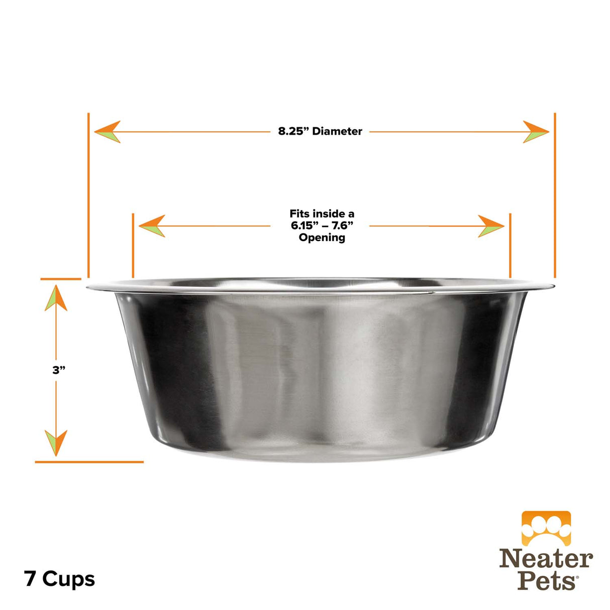 7 cup Stainless Steel Replacement Bowls for Neater Feeder dimensions