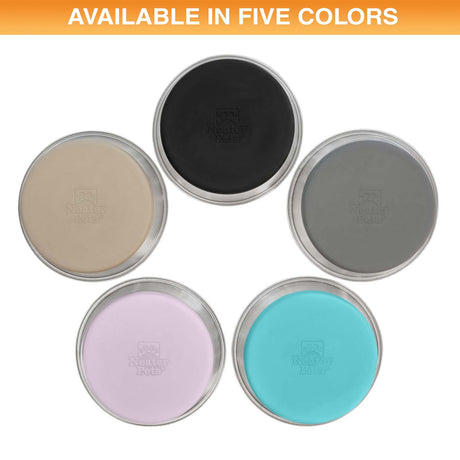 Available in five colors: black, gray, teal, pink, and tan