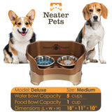 Bronze medium DELUXE Neater Feeder with Stainless Steel Slow Feed Bowl information chart