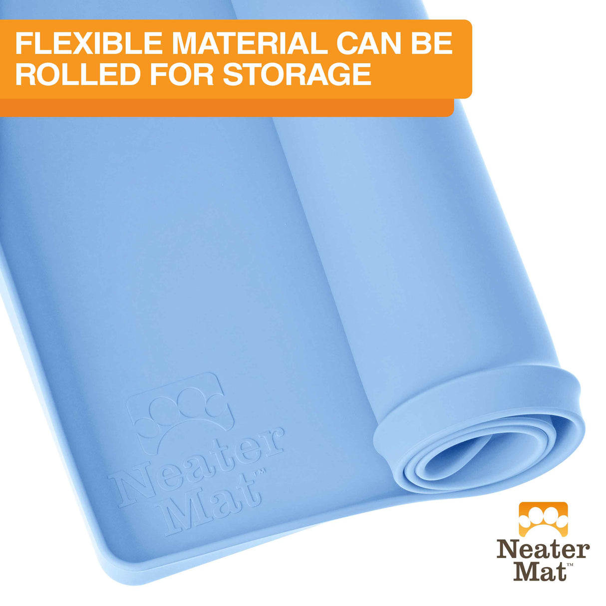 The Neater Mat rolled up showing the flexible material