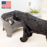 German Shepherd eating from Gunmetal Neater Feeder Deluxe - Made in the USA