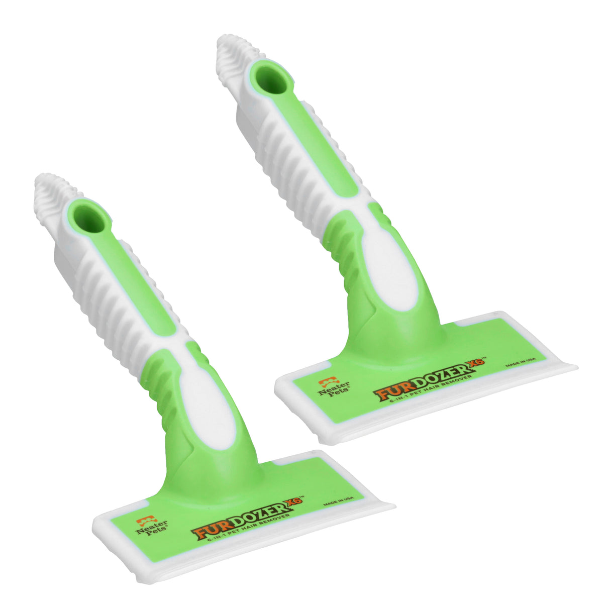 Two green FurDozer X6s on a white background.