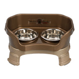 Deluxe Small Dog Bronze raised Neater Feeder with leg extensions dog bowls