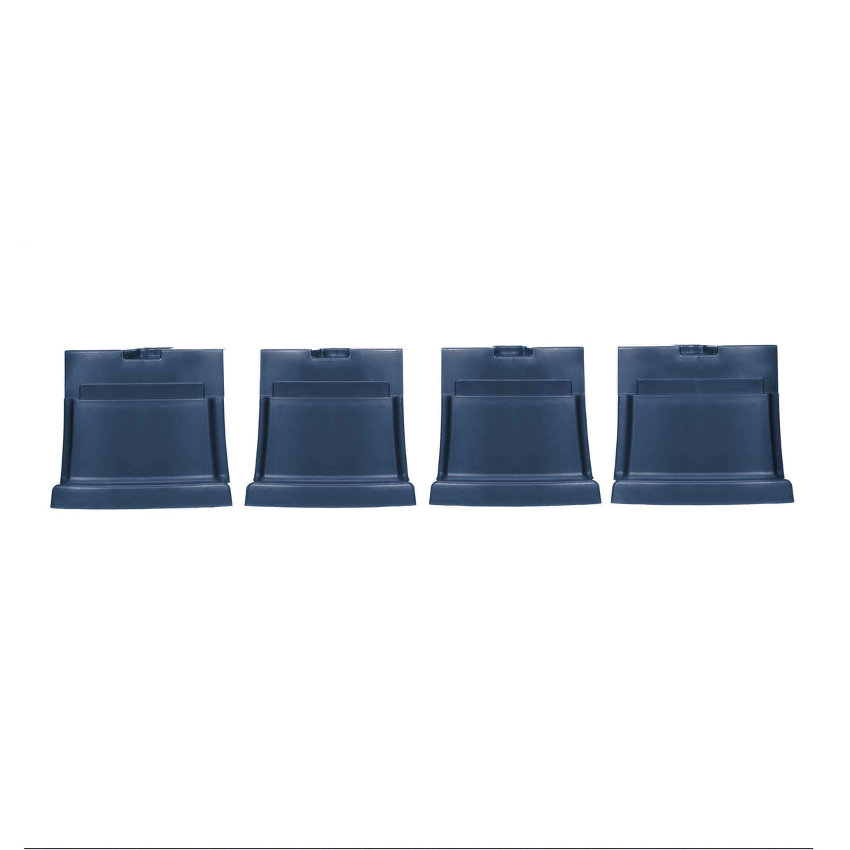 Medium Neater Feeder Deluxe Dark Blue Leg Extensions lined up on a white background.