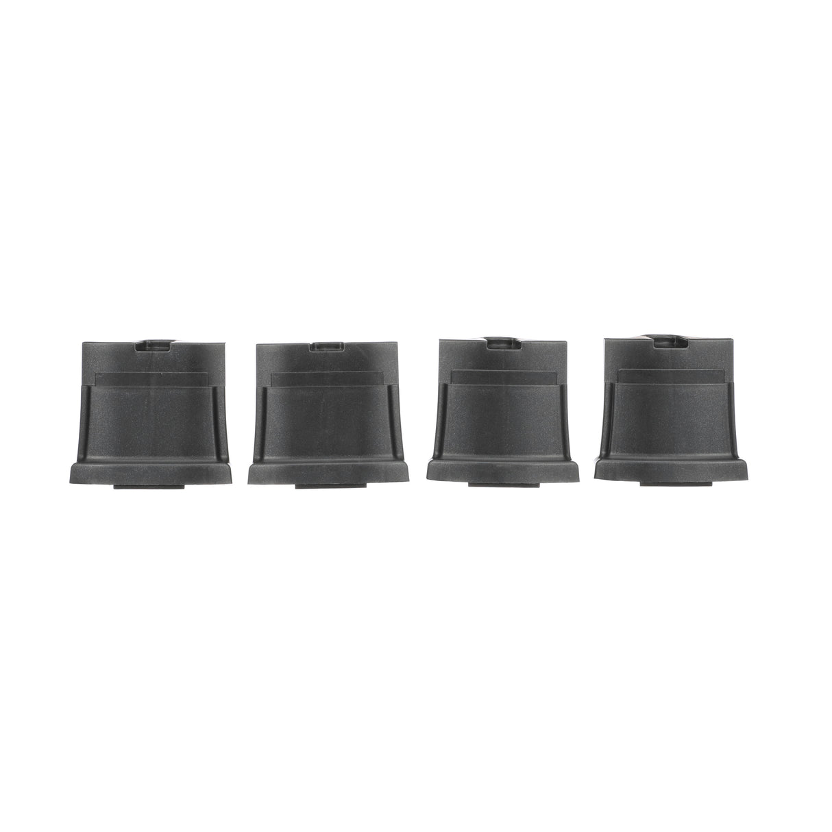 Medium Neater Feeder Deluxe Midnight black Leg Extensions lined up on a white background.