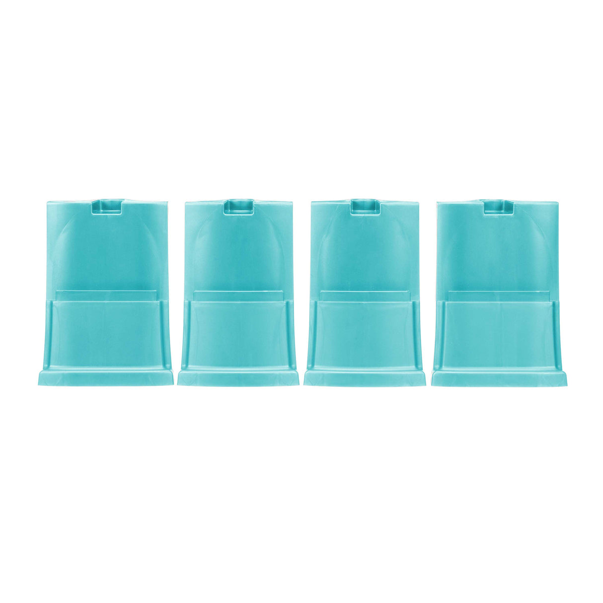 Four Aquamarine large leg extensions in a line on a white background.