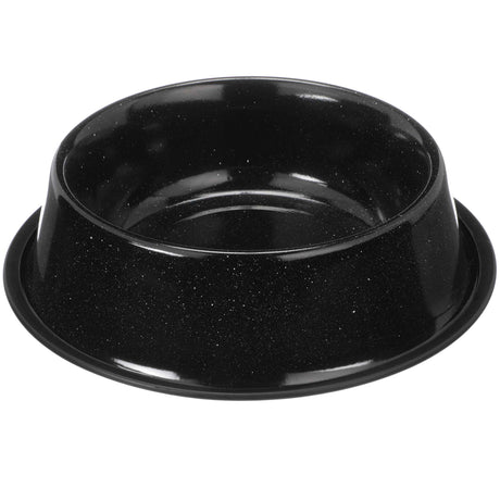 Black Camping Bowl with white specs against a white background.