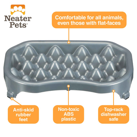 2.5 cup Neater Slow Feeder diagram of benefits