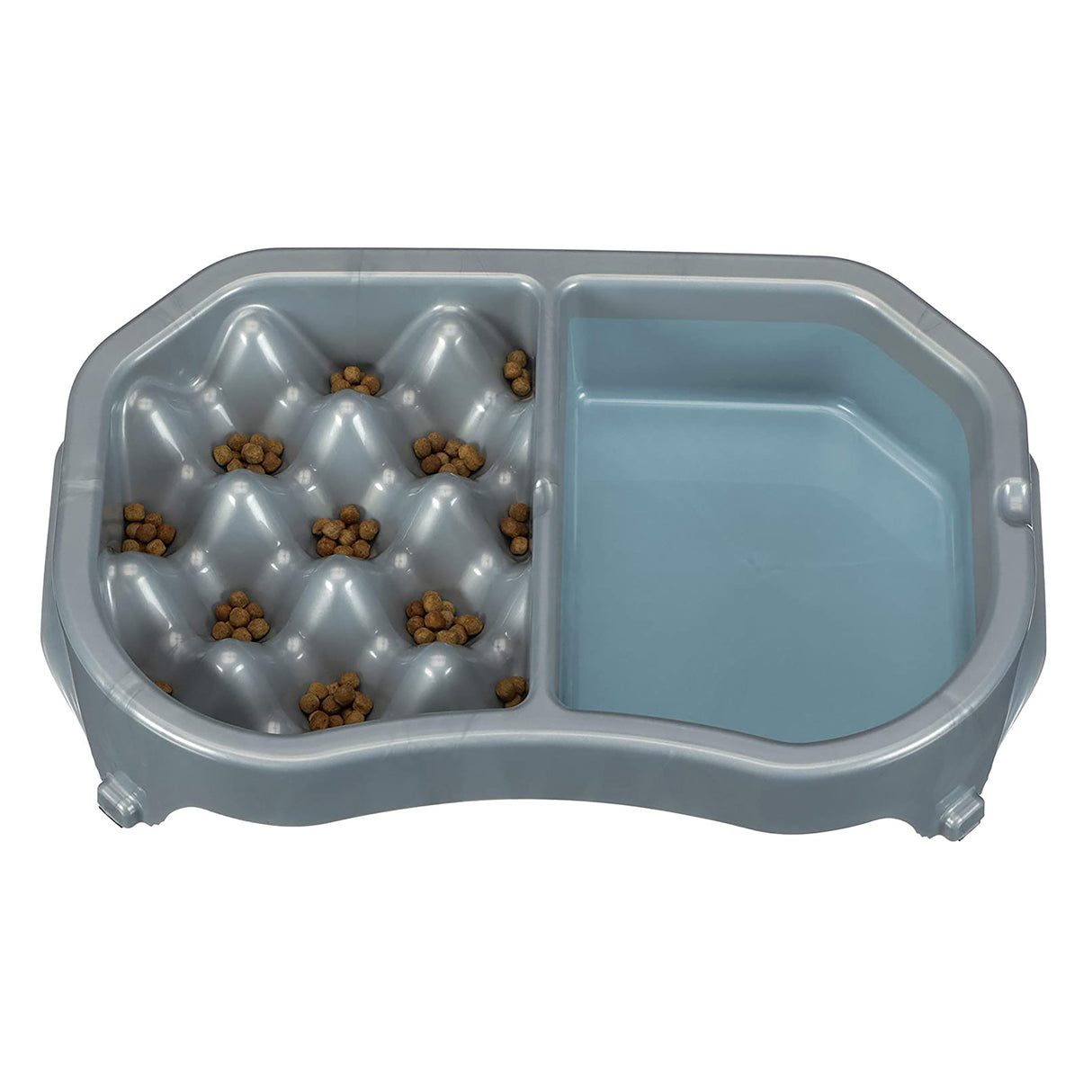 Silver Metallic Double Diner with food and water 