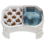 Top view of the Neater Slow Feeder Double Diner with stainless steel water bowl insert raised