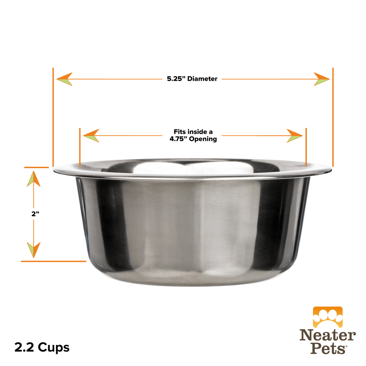 2.2 cup Stainless Steel Replacement Bowls for Neater Feeder dimensions