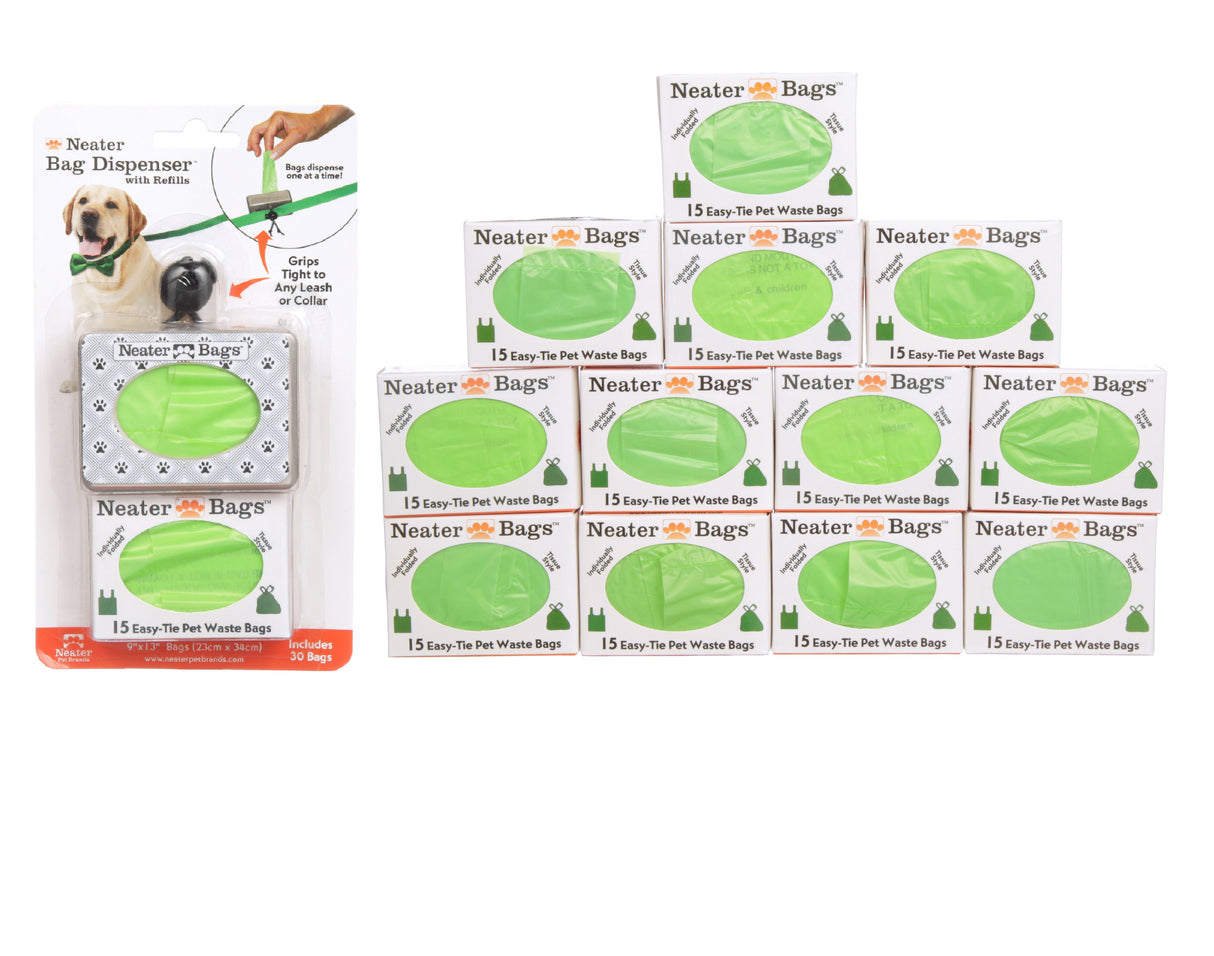 Neater Bag Dispenser black and white paw print pattern on a white background.