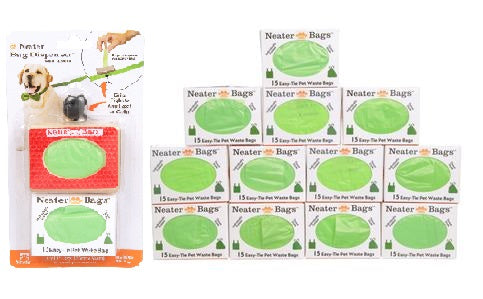 Neater Bag Dispenser red reflective pattern with 210 Bags on a white background.