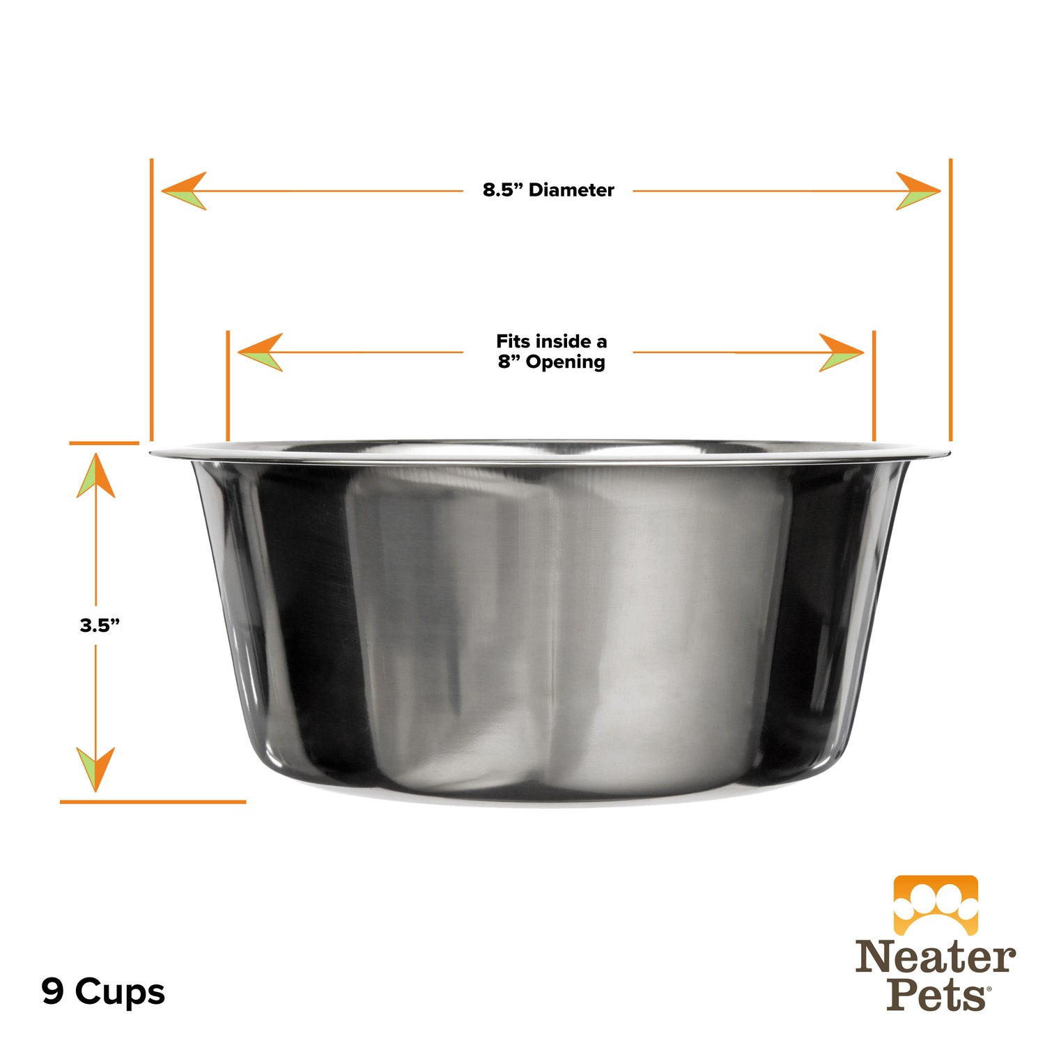 9 cup Stainless Steel Replacement Bowls for Neater Feeder dimensions