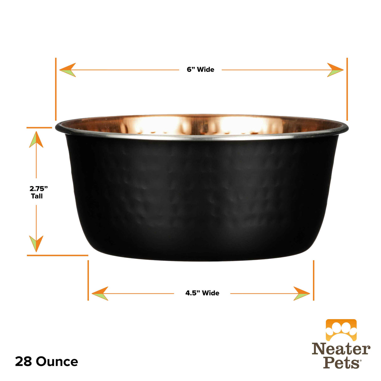 28 ounce sizing guide for Black Hammered Copper Bowl