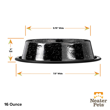 16 ounce Black Camping Bowl dimensions against a white background.