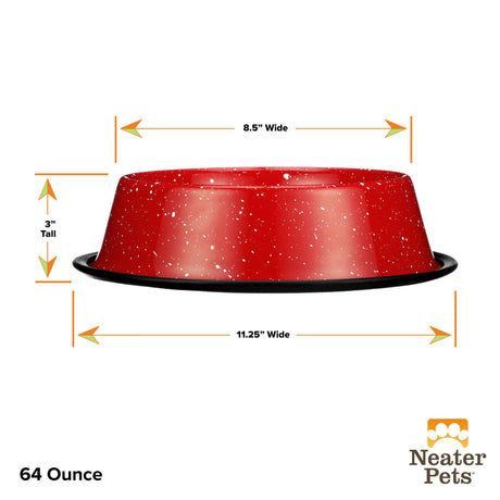 64 ounce Red Camping Bowl dimensions against a white background.