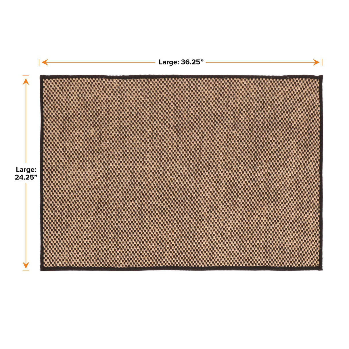 Jute mat measurements on a white background.