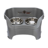 gunmetal gray large DELUXE Neater Feeder with Stainless Steel Slow Feed Bowl