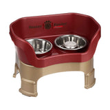 Cranberry medium DELUXE Neater Feeder with Stainless Steel Slow Feed Bowl with leg extensions
