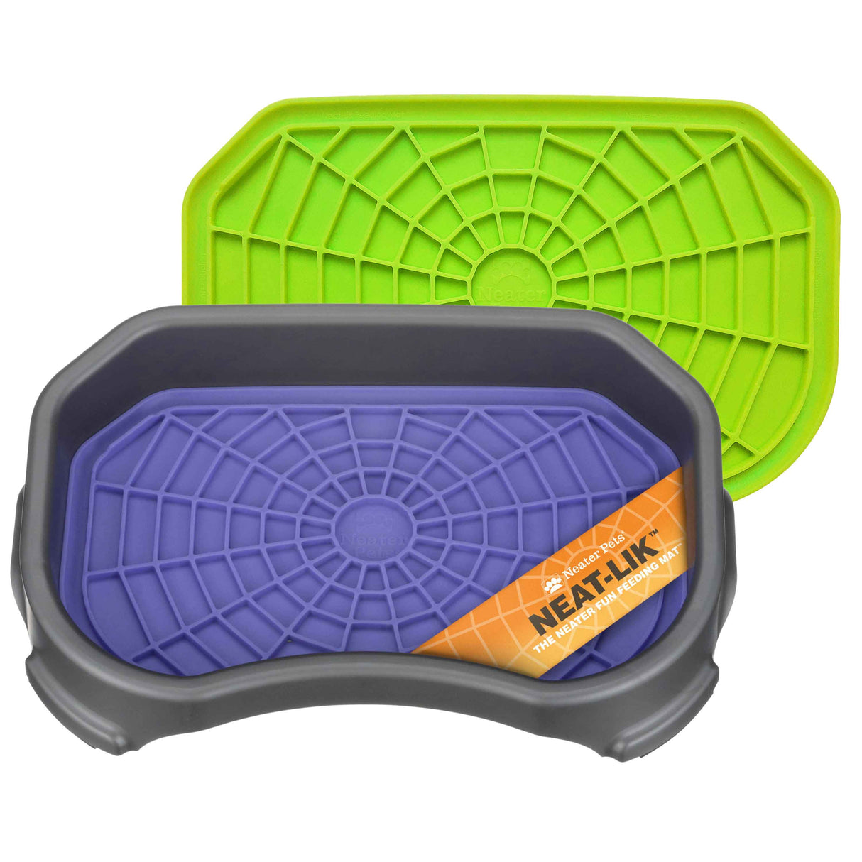 Neat-Lik Mat Slow Feed Licking Mat comes in Green and Purple