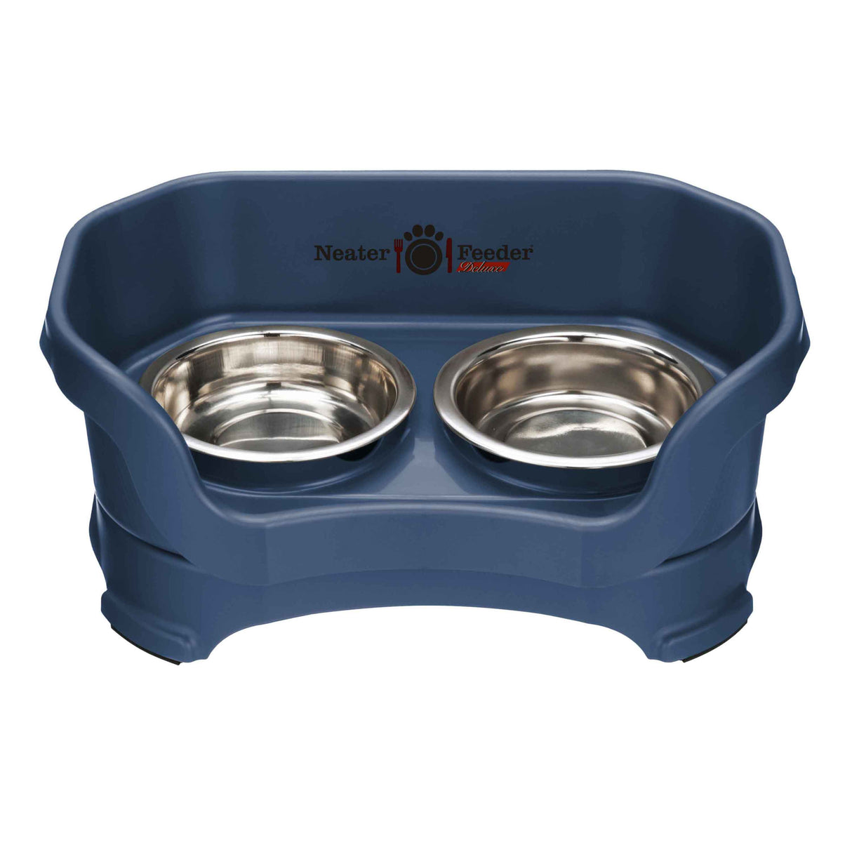 Deluxe Cat Dark Blue raised Neater Feeder dog bowls