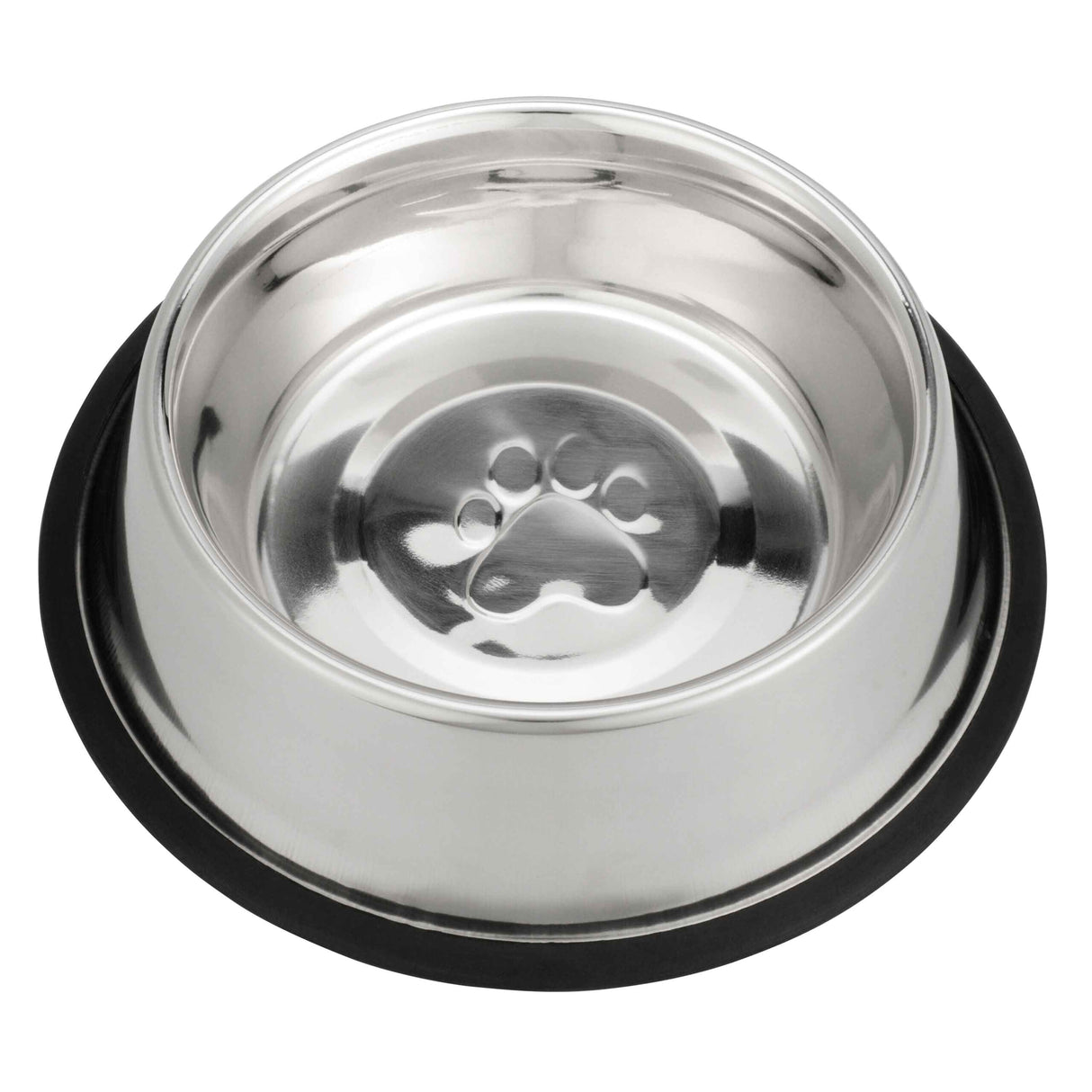 Top view of the Non-tip stainless steel pet bowl 32 ounce against a white background.