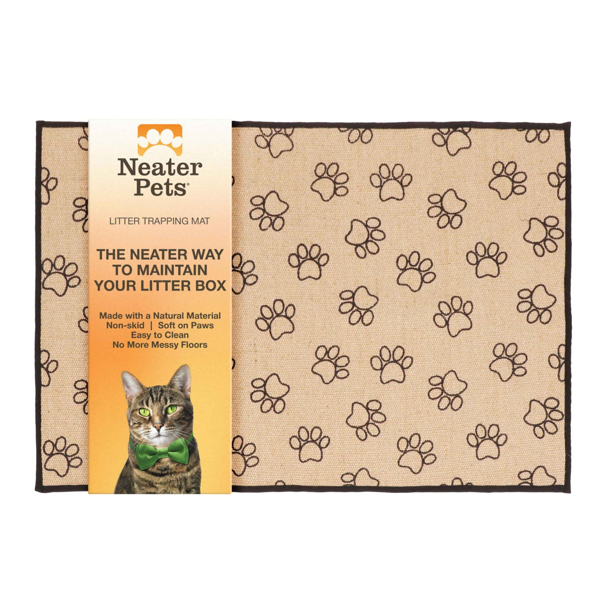 Jute Litter Mat with Paw Prints on a white background.