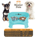 Aquamarine SMALL DELUXE LE Neater Feeder with Stainless Steel Slow Feed Bowl information chart 