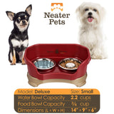 Cranberry SMALL DELUXE Neater Feeder with Stainless Steel Slow Feed Bowl information chart 