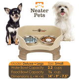 Cappuccino SMALL DELUXE LE Neater Feeder with Stainless Steel Slow Feed Bowl information chart 