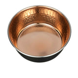 Inside of Black Hammered Copper Pet Food Bowl