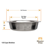Stainless Steel Bowl 1.5 cup shallow bowl dimensions