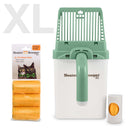 Neater Scooper XL Green with 60 Bags and bag dispenser on a white background. 