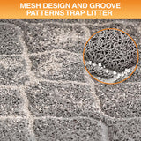 Textured surface with mesh design and groove patterns, showing litter trapping mechanism.
