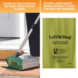Store the Lift N' Bag with the bin flat on the ground so the trap door shuts. Comes with bags that are larger than most leading brands.
