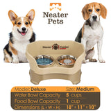 Information chart of Cappuccino medium DELUXE Neater Feeder with Stainless Steel Slow Feed Bowl