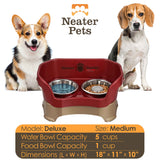 Cranberry medium DELUXE Neater Feeder with Stainless Steel Slow Feed Bowl information chart