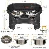 Midnight Black SMALL DELUXE LE Neater Feeder with Stainless Steel Slow Feed Bowl dimensions