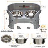Gunmetal SMALL DELUXE LE Neater Feeder with Stainless Steel Slow Feed Bowl dimensions
