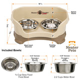 Cappuccino SMALL DELUXE Neater Feeder with Stainless Steel Slow Feed Bowl dimensions