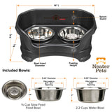 Midnight Black SMALL DELUXE Neater Feeder with Stainless Steel Slow Feed Bowl dimensions