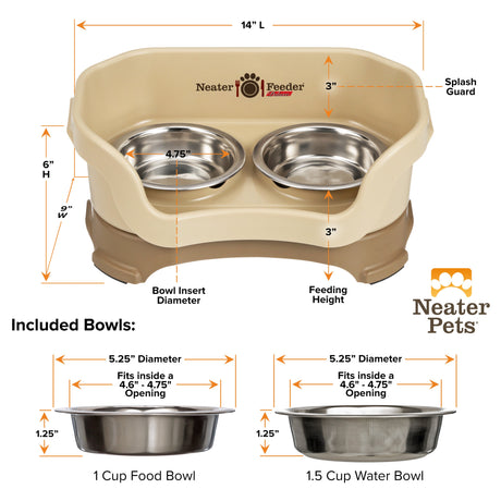 Deluxe Cappuccino Cat Neater Feeder and Bowl dimensions