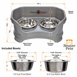 Deluxe Gunmetal Grey Small Neater Feeder and Bowl dimensions