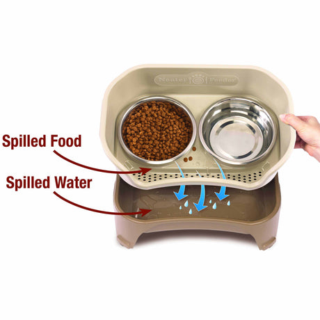 Diagram showing the water draining into the base of the feeder