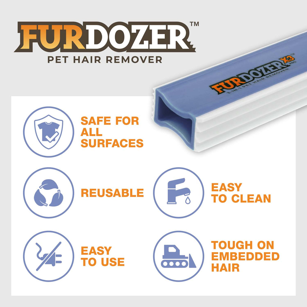 Picture explaining benefits of the FurDozer